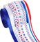 6 Rolls Patriotic Grosgrain Ribbon 4th of July Ribbons with Red White Blue Patriotic Stars Polka Dot Stripes